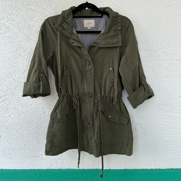 Loft Jacket Linen Cotton Utility Military Green SP - Picture 2 of 11